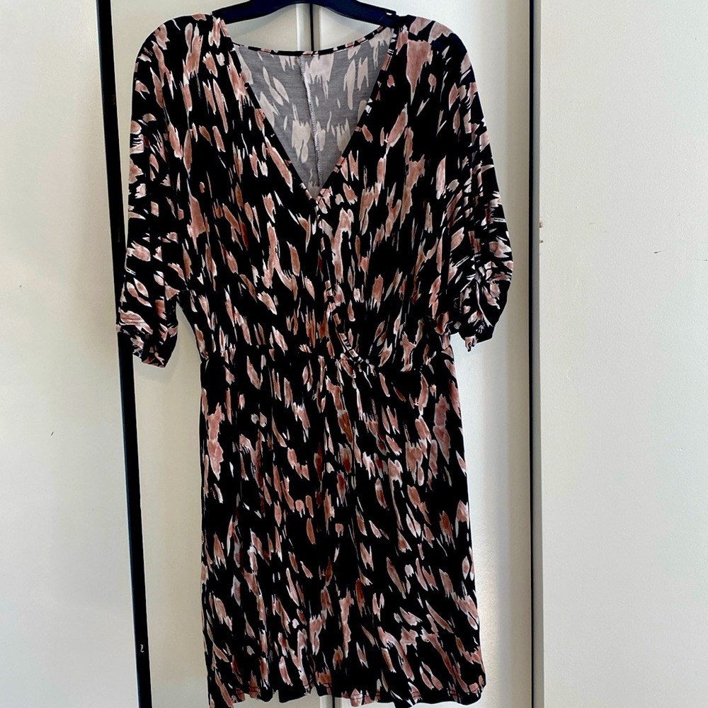 Black and tan printed dress